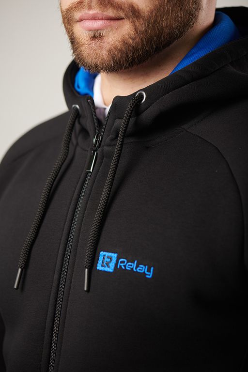 Толстовка М-1455: Футер 3-х ниточный Чёрный / Электрик - Relay фото 4