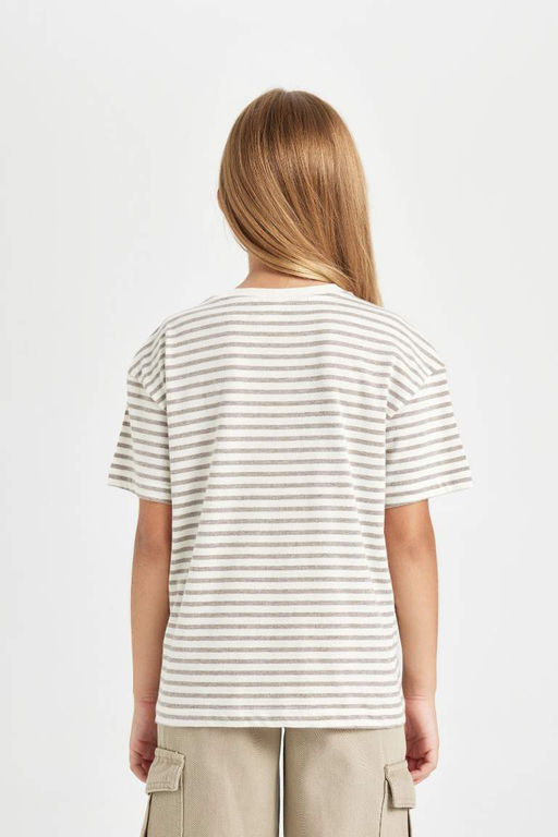 Школьная футболка Relax Fit с круглым вырезом и короткими рукавами для девочек - Defacto фото 7