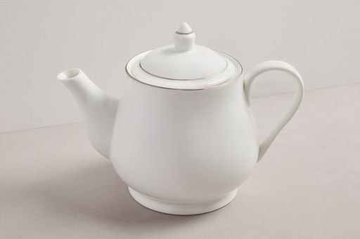 Чайник заварочный, 1 л, фарфор P, белый, с серебристым кантом, White Platinum