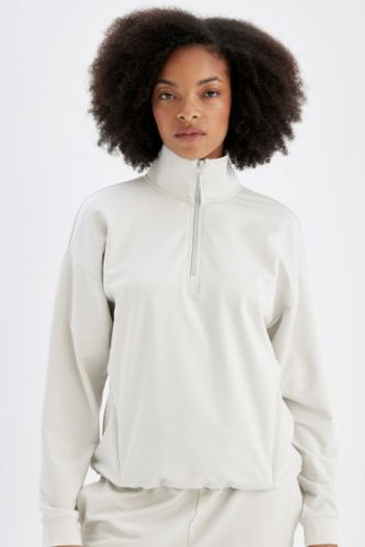 DeFactoFit Loose Fit Dik Yaka Fermuarl? Sporcu Sweatshirt
