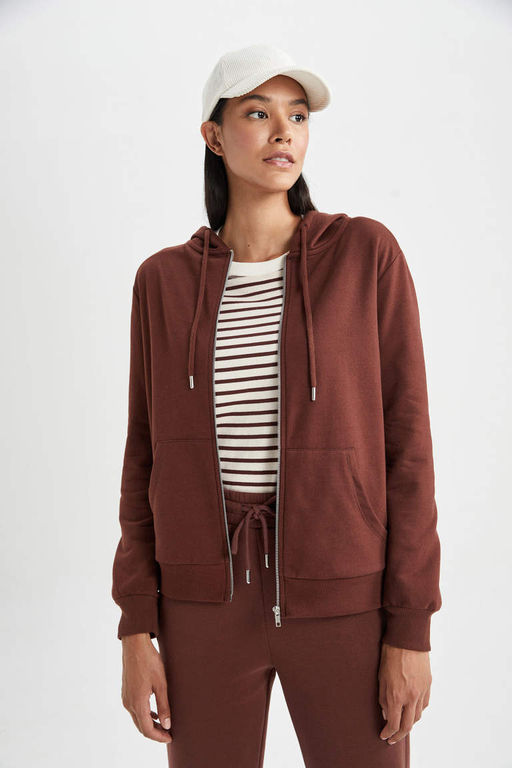 Базовая толстовка на молнии с капюшоном обычного кроя