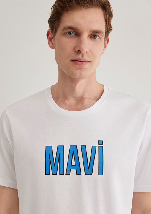 Mavi Logo Bask?l? Beyaz Tisort  фото 4