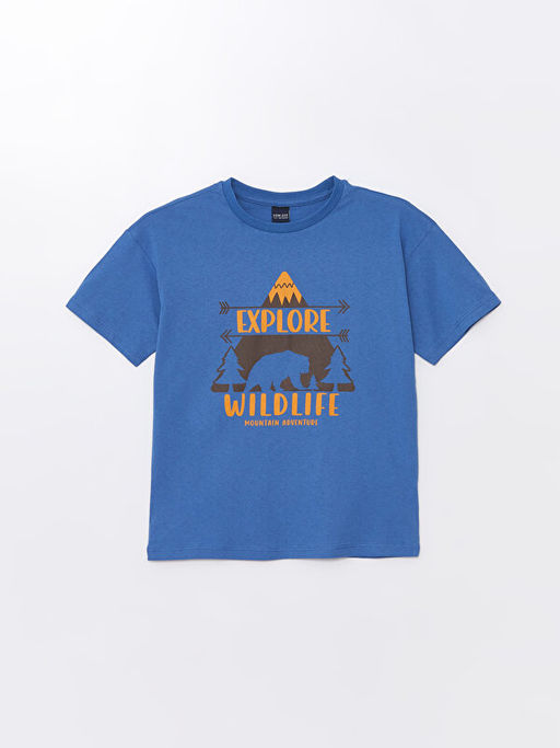 Rahat Kal?p Bisiklet Yaka Bask?l? Erkek ?ocuk Ti??rt