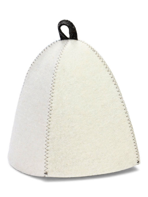 Шапка для бани с принтом "Березки и небо", белая