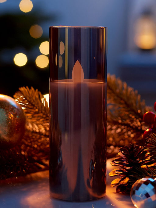 Светодиодная свеча «Серебристая», 20×5.5 см, от батареек AAx2, свечение тёплое белое