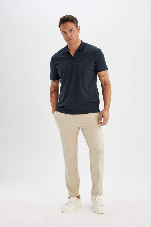 New Regular Fit Fermuarl? K?sa Kollu Basic Duz Polo Tisort - Defacto фото 5