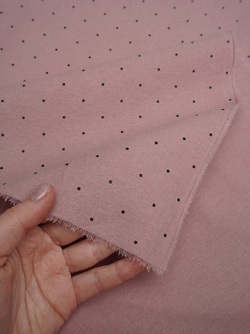 Теплый хлопок Черный горошек 1.5/20 цв.бруснично-серый винтаж, ш.1.5м, хлопок-100%, 150гр/м.кв - Купава фото 2