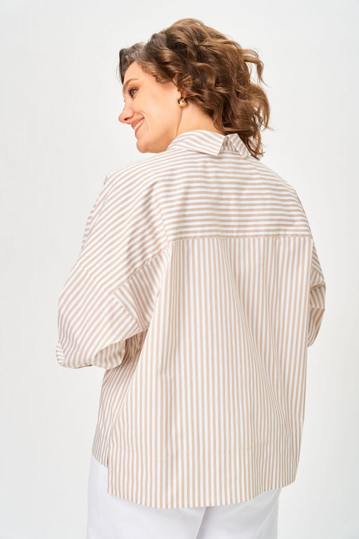 Рубашка Michel Chic 798 полоска бежевая  фото 2