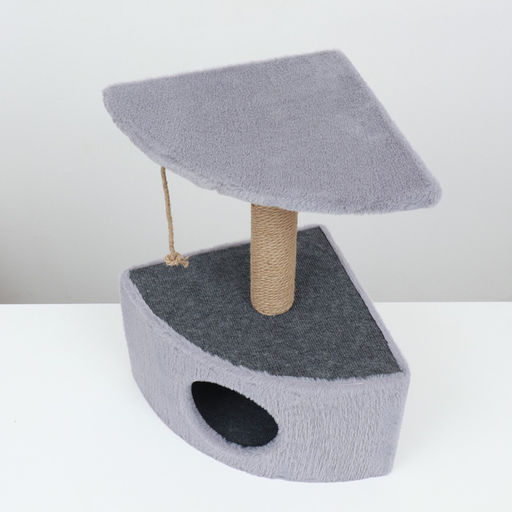 Домик для животных угловой, джут, 35 х 35 х 64 см, серый - Simaland фото 3