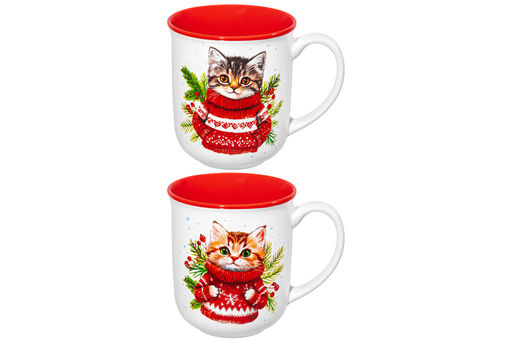 Набор 2 кружек 400 мл 12*9*10 см Зимние котята, фарфор - Elan gallery фото 5