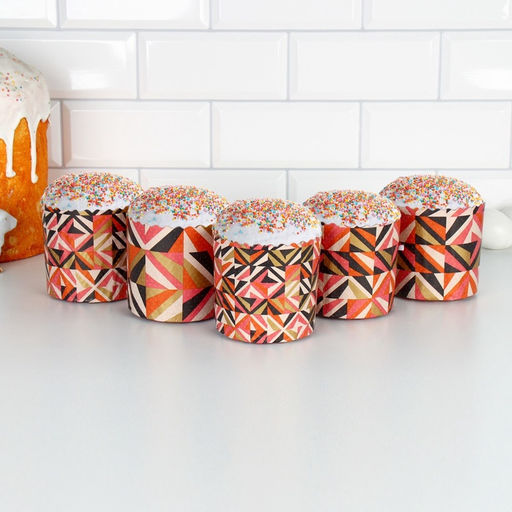 Цена за 20 шт. Форма бумажная для кулича «Модерн», 9×9 см, МИКС