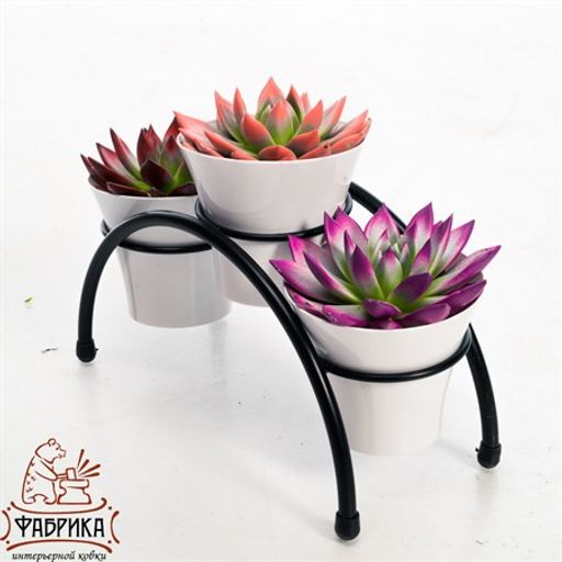 Подставка для цветов на подоконник 41-001B на 3 цветка - Фабрика интерьерной ковки фото 2