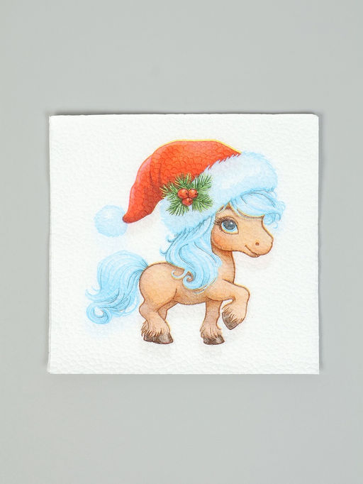 Цена за 6 шт. Салфетки бумажные однослойные Символ года, 24?24, 40 шт.