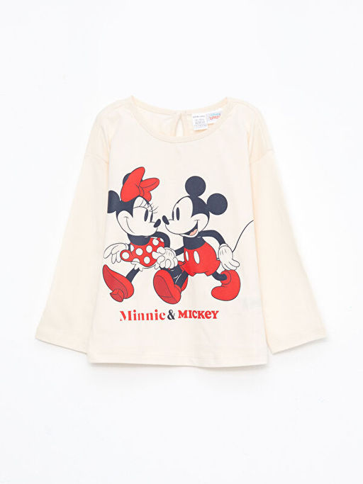 Bisiklet Yaka Uzun Kollu Minnie Mouse Bask?l? K?z Bebek Pijama Tak?m? - Waikiki фото 2