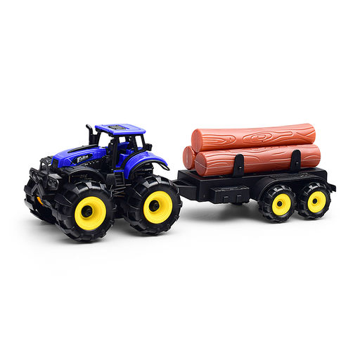 Трактор "Веселая ферма" с бревнами, в коробке