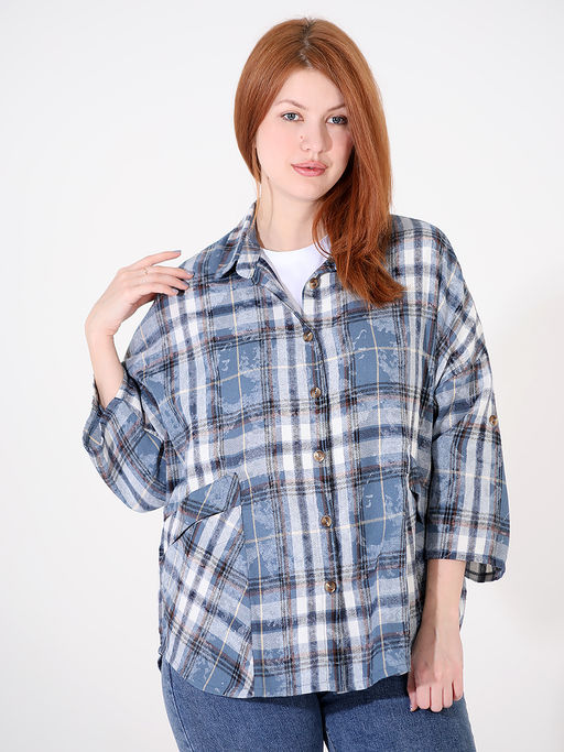 Синяя рубашка в клетку