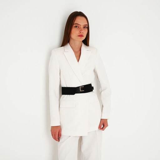 Ремень женский широкий, 105×6.5 см, пряжка металл, золотистая, чёрный