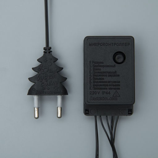 Гирлянда Нить 20 м, IP20, тёмная нить, 200 LED, свечение белое, 8 режимов, 220 В - Luazon lighting фото 4