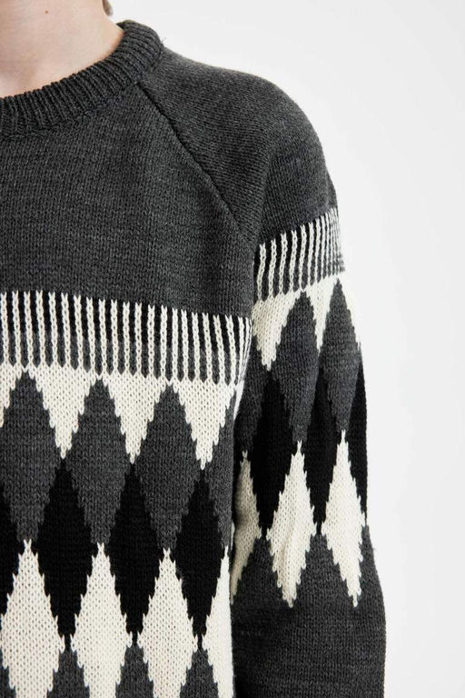 Трикотажный свитер с круглым вырезом для мальчика - Defacto фото 5