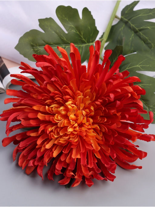 Цветы искусственные «Хризантема леди элит», 67×16 см, оранжевые