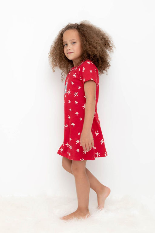 К 1159-1/первые снежинки на красном сорочка для дев