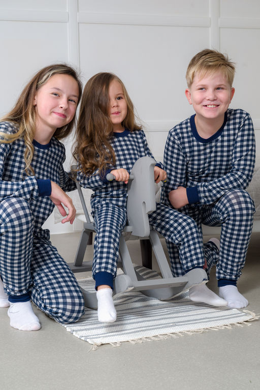 Пижама подростковая из кулирки пенье на манжетах Дрёма клетка синяя - Амадэль фото 46