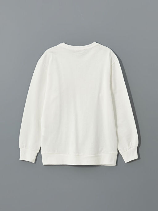 Bisiklet Yaka Bask?l? K?z ?ocuk Sweatshirt