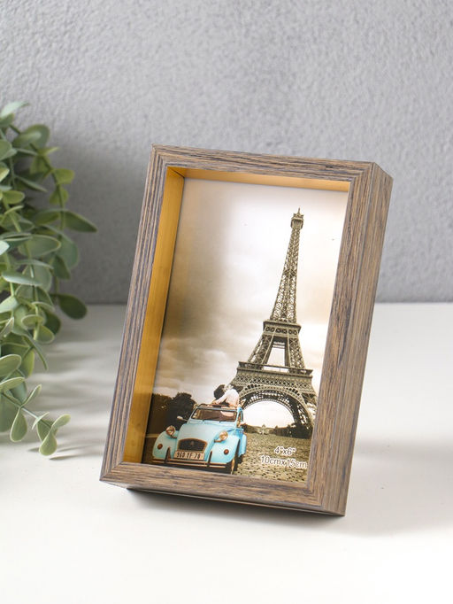 Фоторамка для фото 10×15 см «Ламберто», пластик, бежево-чёрный с под золотом, 16×11×3.5 см