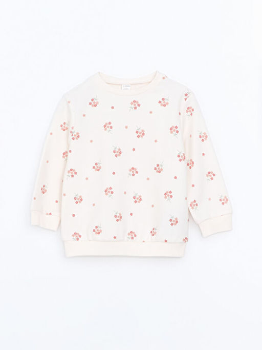 Bisiklet Yaka Bask?l? K?z ?ocuk Sweatshirt 2li