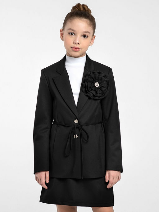 Черный школьный жакет для девочки Mooriposh, модель 0727