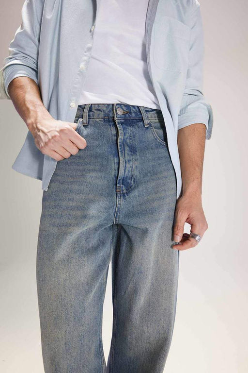 Джинсовые брюки Baggy Fit с широким узором и нормальной талией, широкие брюки - Defacto фото 10