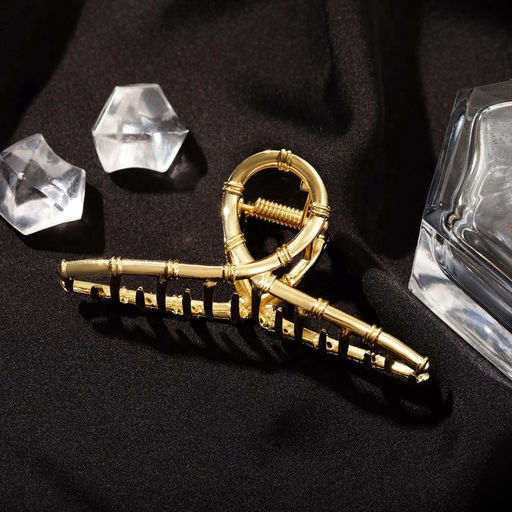 Крабик для волос «Валери», бамбуковая петелька, 7.5 см, золото