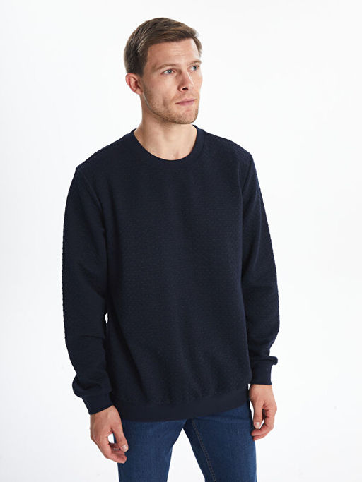 Bisiklet Yaka Uzun Kollu Erkek Sweatshirt