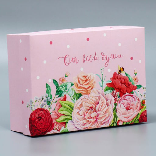 Коробка подарочная складная, упаковка, «Цветы», 21 х 15 х 7 см