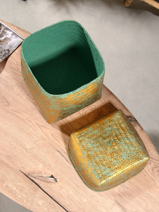 Корзинка плетёная «Голден», 25×25×30 см, голубая