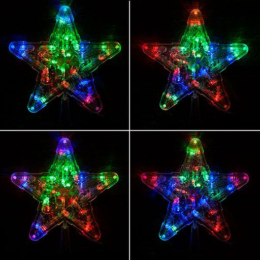 Эл. гирлянда диодная - наконечник на елку "Звезда" 19см 15 цветных ламп (KRV-062) в пакете