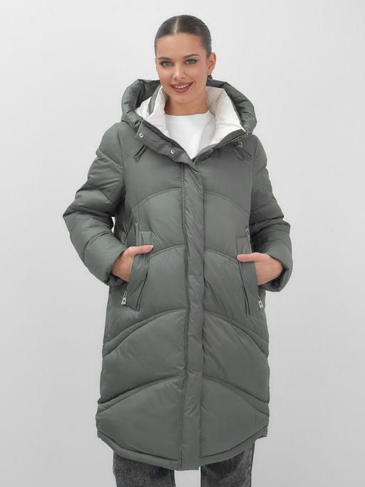 Пальто зимнее Visdeer 7747Kh женское утепленное 220 г/м² хаки фото 5