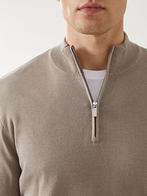 Dik Yaka Uzun Kollu Erkek Triko Kazak