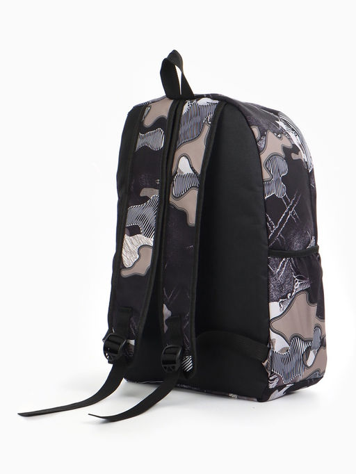 Рюкзак школьный на молнии, с карманами, с абстрактным принтом, размер 30?13?42 см, с принтом, чёрный