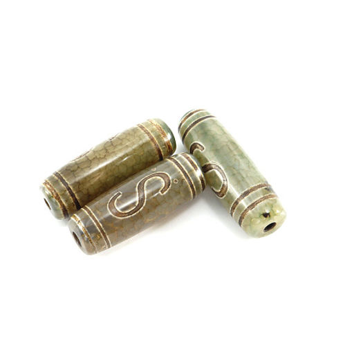 Бусина Дзи уп-2шт Денежный крюк с символами счастья и процветния 3см