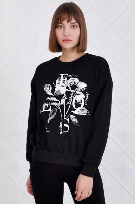 Арт. 1591 Свитшот женский 42-52 (6 шт) Цвет:черный - Калинка фото 2