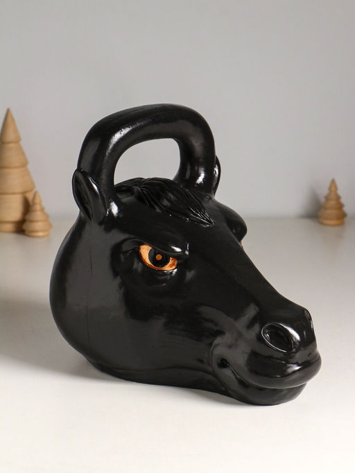 Копилка для денег Гиря конь, гипс, 20.5?25 см, чёрный