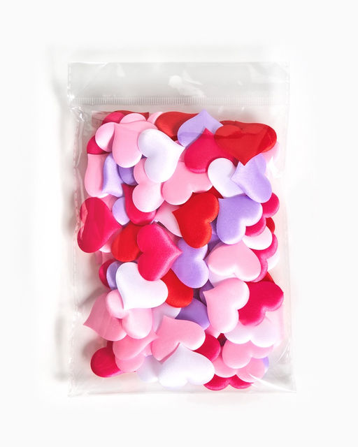 Сердечки декоративные атласные 3.5 см, МИКС, 100 штук
