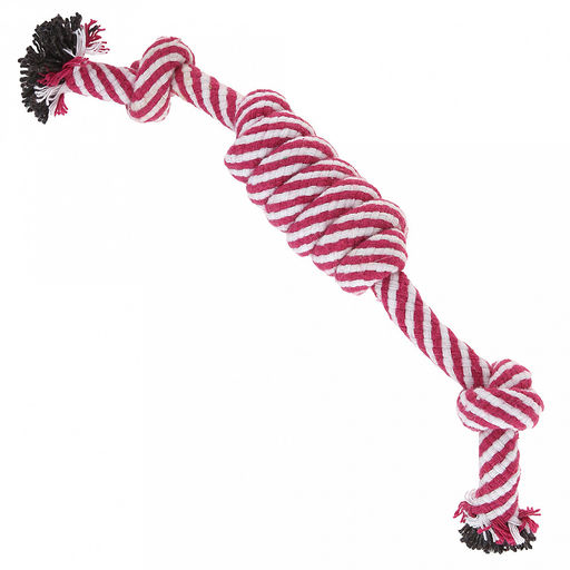 Игрушка для собаки Морской узел 26х3х3см, текстиль, полосатая, цвета микс (оранжевый, бордовый, черный), Пэт тойс (Pet toys) (Китай)  фото 2
