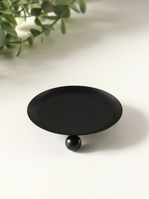 Металлический подсвечник плоский «Чашка на шариках», 9 см, чёрный