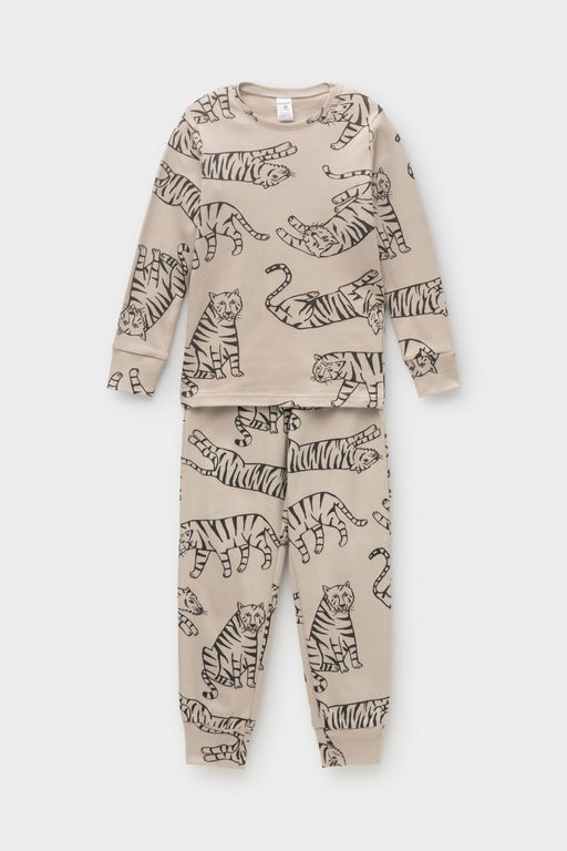 К 1552/24/темно-бежевый,тигры пижама д/дет яс