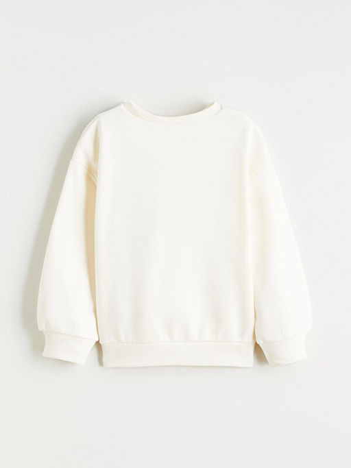 Bisiklet Yaka ?i?ekli K?z ?ocuk Kal?n Sweatshirt