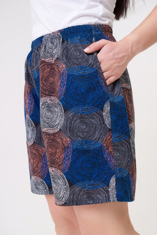 Шорты женские из кулирки Цветник спилы синие - Амадэль фото 3