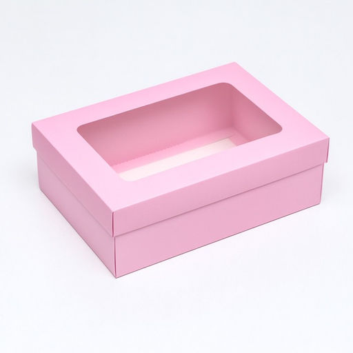 Цена за 5 шт. Коробка складная, крышка-дно, с окном, розовая , 24 х 17 х 8 см - UPAK LAND фото 2