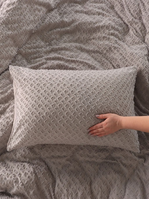 Постельное бельё Евро Тафтинг квадрат 200?217 см,230?240 см,50?70 см-2 шт., серое, 110 г/м? - Lovelife фото 3